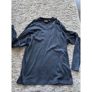 Mens Navy Blue Haggar Pullover Long Sleeve Shirt Size XL